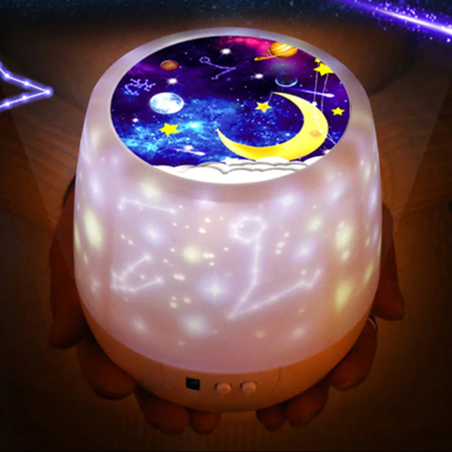 Rotation Starry Moon Night Lamp USB Charging Colorful Sky Projector Light For Birthday Gift Romantic Baby Children | Лампы и освещение