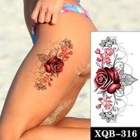 temporary tattoo sticker sexy rose sanskrit flowers totem pearl necklace fake tattoos waterproof tatoos arm large size for women