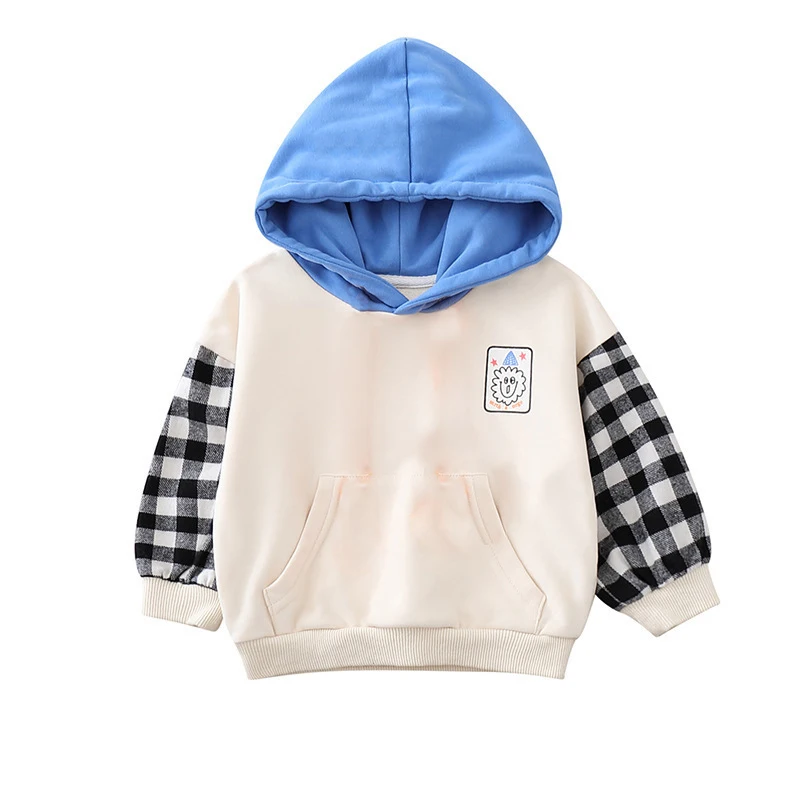 

New Spring Autumn Baby Boys Girls Clothes Children Cotton Plaid Hoodies One Piece Toddler Casual Costume Infant Kids Sportswear