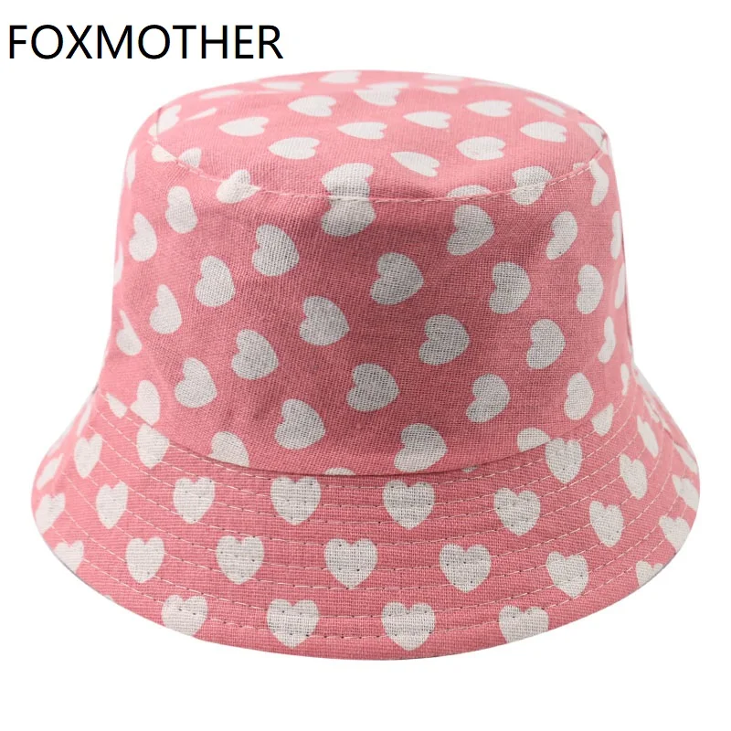 FOXMOTHER Новинка Реверсивный розового цвета с принтом любящее сердце ведро Шапки