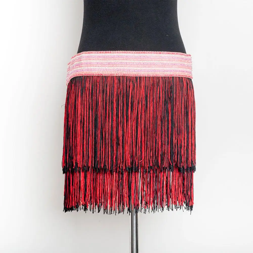 Двухслойная юбка с кисточками для латинских танцев живота хип шарф пояс племени