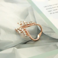 2021 charm women angel of wings cz crystal ring simple rose gold color aaa zircon engagement ring for women wedding jewelry gift