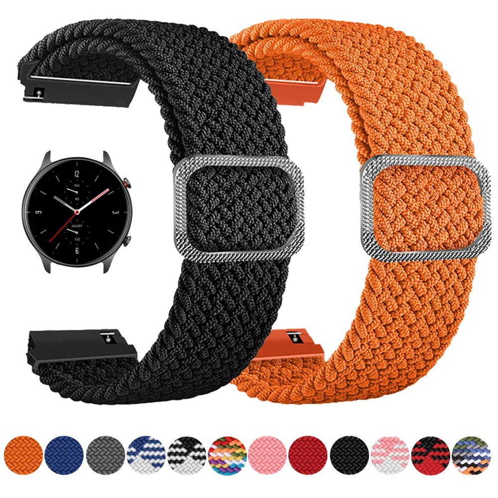 

20/22mm Nylon Watchband for Huami Amazfit Watch GTS 2/Bip Bracelet Band for Amazfit GTR 42/47mm 2/2e Strap Elastic Adjust Bands