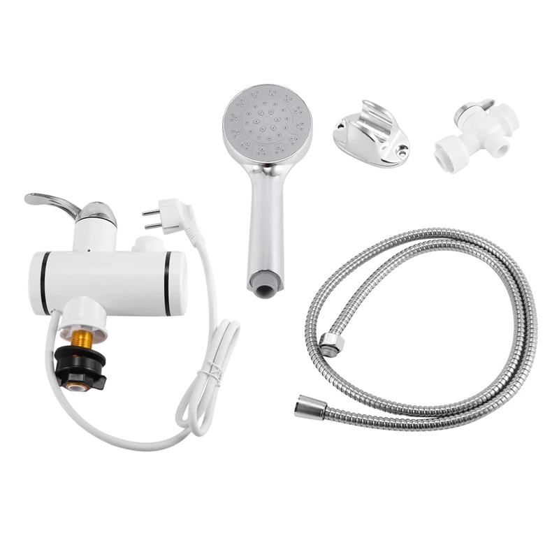 

Sink Faucet with Removable Shower Electric Head and Instant Hot Water Cold LED with Temperature Indicator EU Plug