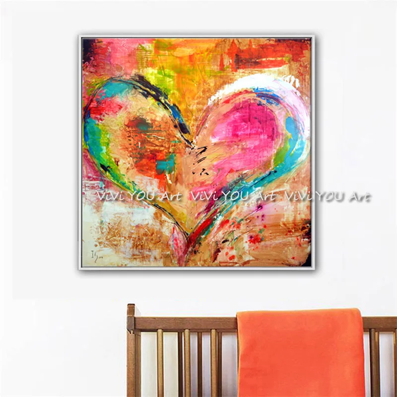 Настенная картина с ручной росписью для гостиной спальни поп арт сердцем и