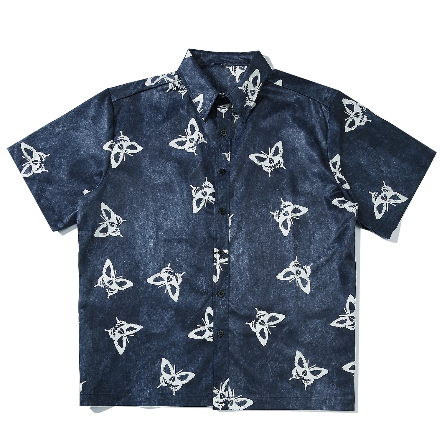 Гавайская пляжная рубашка с изображением бабочек для мужчин свободные хлопковые