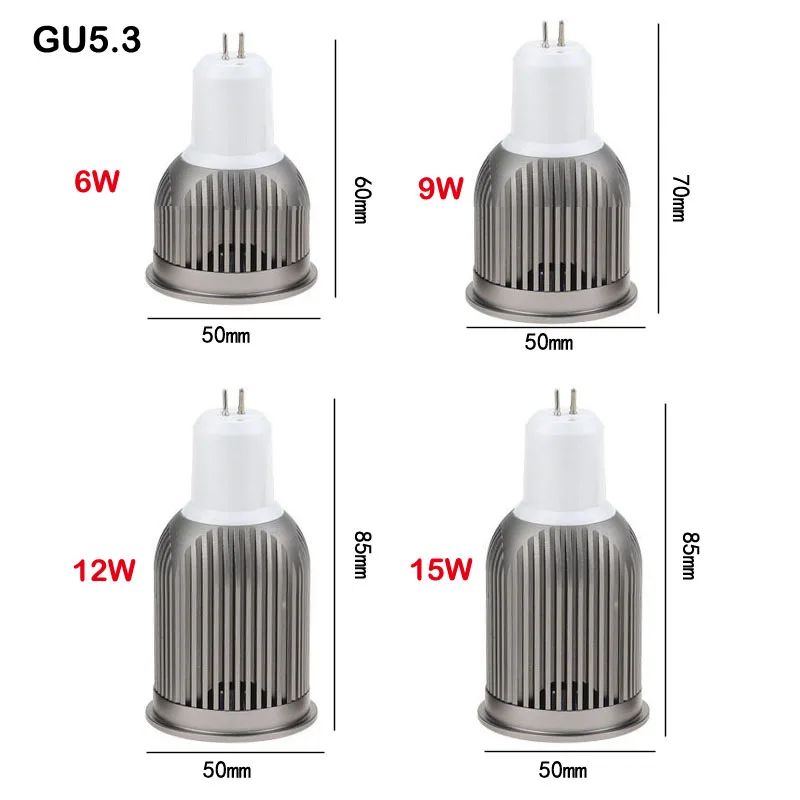 GU10 GU5.3 E27 cob Светодиодный прожектор 6 Вт 9 12 15 85 26v светильник MR16 лампада