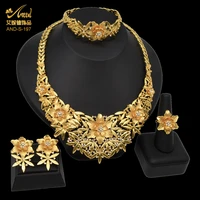 aniid necklace set woman wedding ethiopian jewelry bridal 24k gold plated pakistani african fashion bracelet ring earring 2021