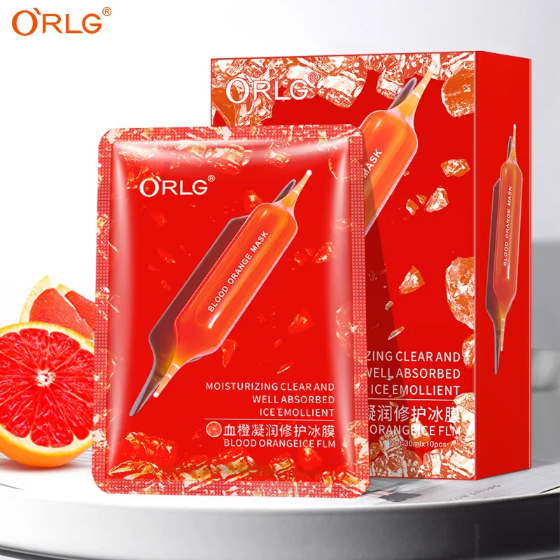 

1 Boxed Blood Orange Ice Film Hydrating Small Red Needle Moisturizing Nourishing Skin Cosmetics Sleeping Face Mask