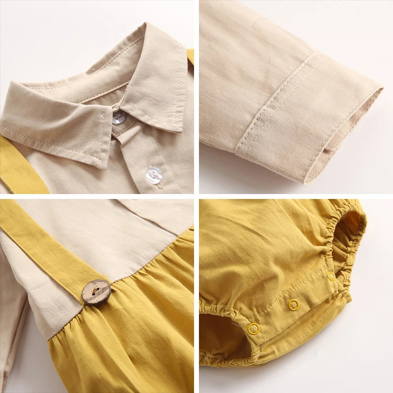 

Baby Boys Girls Strap Autumn Fall Rompers Toddler Bebes Patchwork Suspenders Clothes Newborn Spring Jumpsuit Cute Casual Clothes