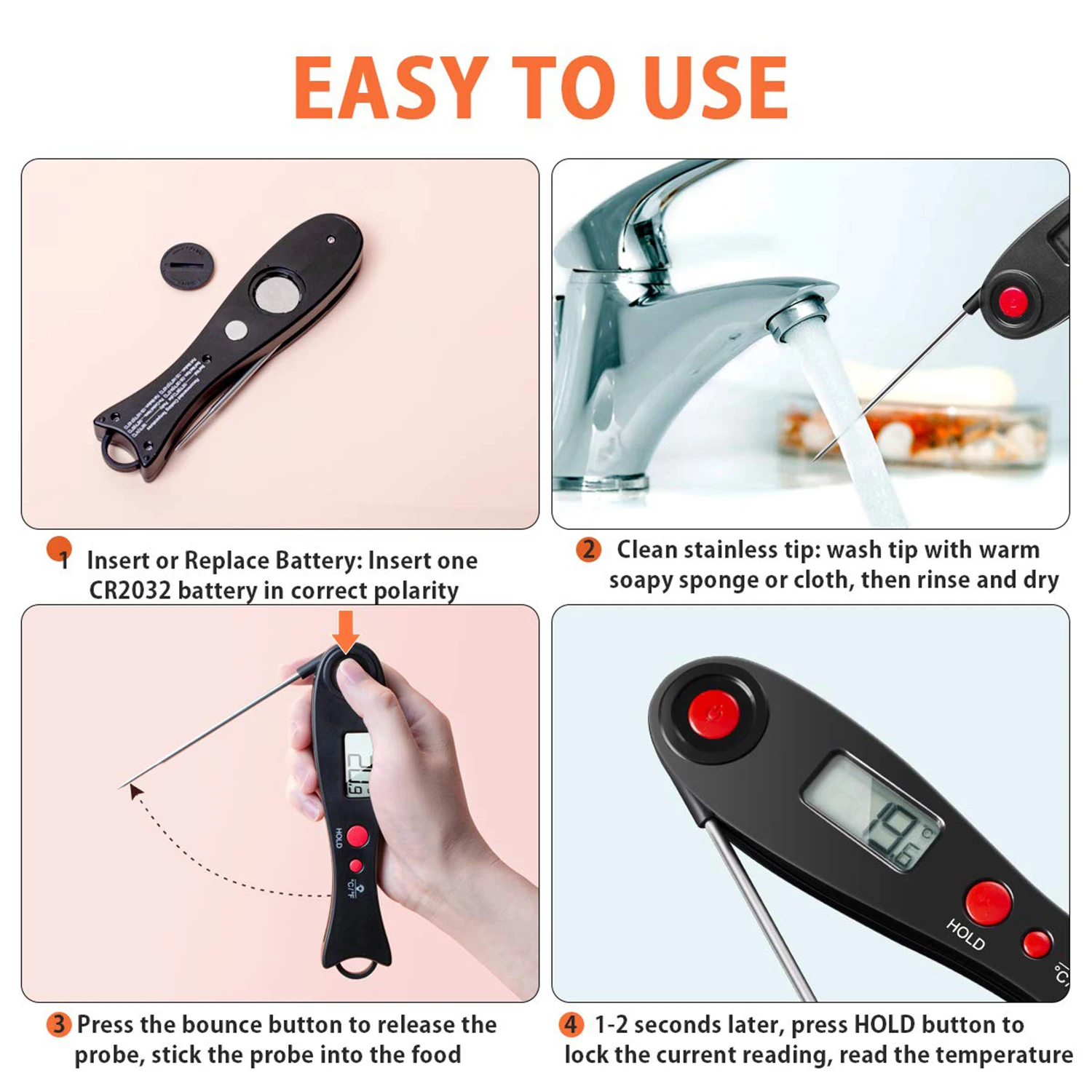 Новый термометр для мяса барбекю с подсветкой цифровой электронный