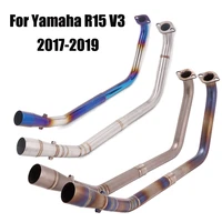for yamaha r15 v3 2017 2019 exhaust front connect pipe escape link tube stainless steel titanium alloy slip on 51mm muffler