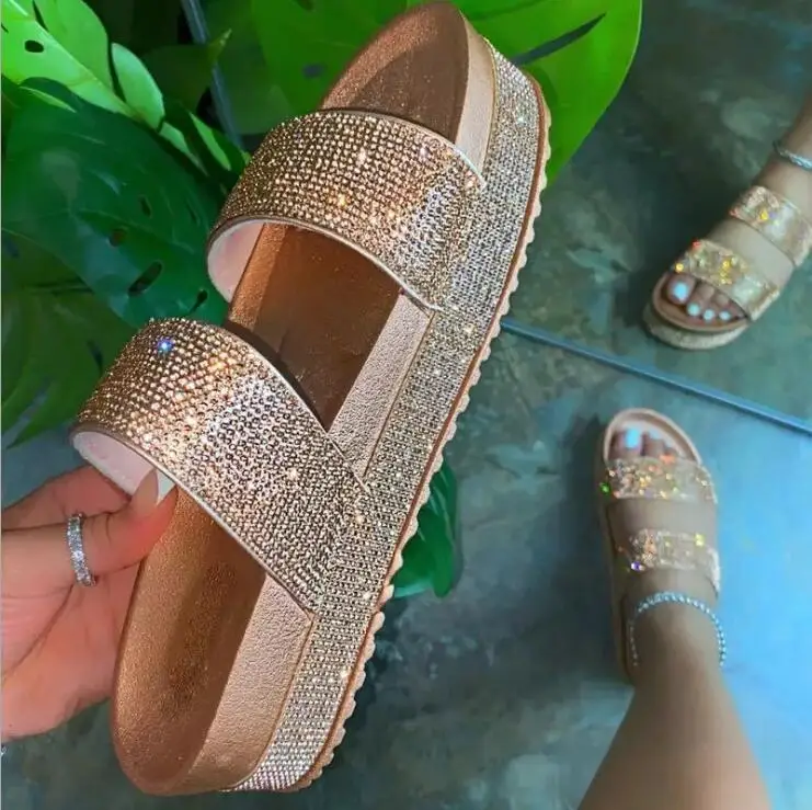 Весна/Лето 2020 женское Двухслойное Стразы сандалии с пряжками за пределами дикий