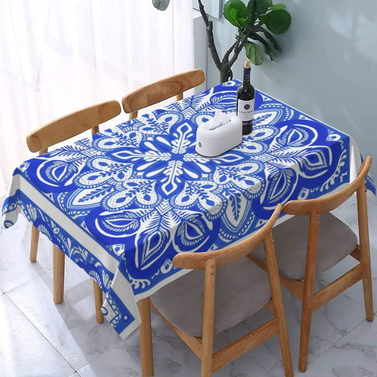 Floral Christmas Blue And White Porcelain Rectangular Table Cloth Household Dining Tablecloth for Home Textile Kitchen | Дом и сад