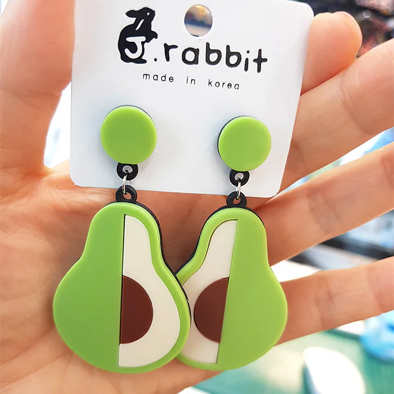 Модные летние акриловые большие серьги с фруктами и баклажанами для женщин