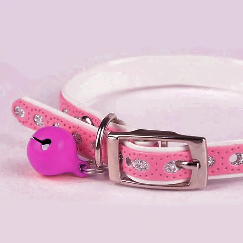 

Cute Adjustable Dog Cat Pet Supplies Buckle Faux Leather Neck Collar with Bell equipment tools for Pet Products Dog Accessories
