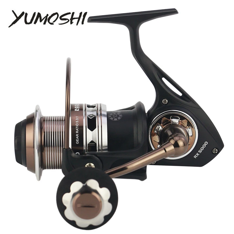 

YUMOSHI RX 5000-9000 13+1BB 5.1:1/5.3:1 Gear Ratio Saltwater Carp Fishing Reel Molinete De Pesca Metal Spinning Fishing Reel