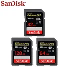 Карта памяти SanDisk Extreme PRO, 64 ГБ, высокоскоростная карта SDXC, 128 ГБ, C10, 32 ГБ, SDHC, класс 10, до 300 мс U3
