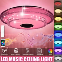 100w led ceiling light bluetooth speaker music ceiling lamp cell phone app control dimmable lamp home light 110 220v 41cm