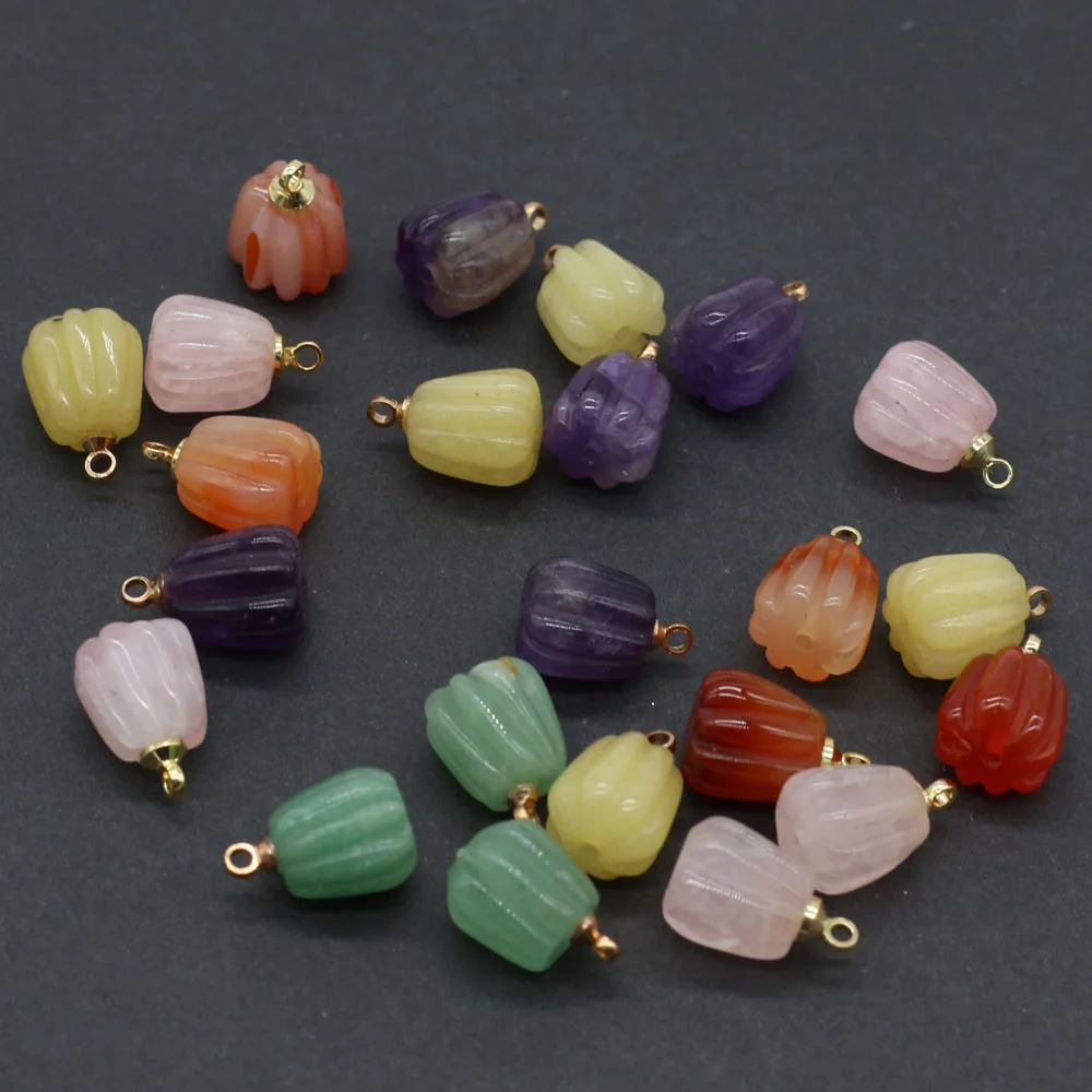 

2pcs Natural Stone Crystal Agate Yellow Jades Green Aventurines Pendant for Necklace Earring Jewelry Women Gifts 10x10mm