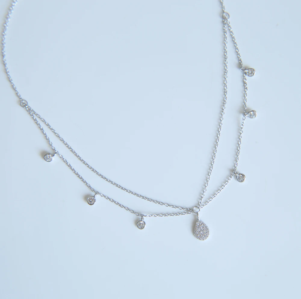 Женское Двухслойное ожерелье-чокер из серебра 925 пробы 33 + 7 дюймов | Украшения и