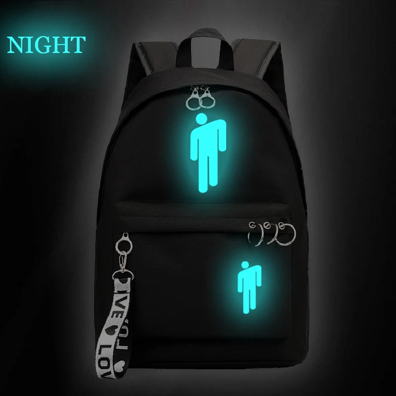 Billie Eilish bag 2 Billie Eilish, школьный рюкзак для девочек, женская сумка для колледжа, сумка для книг, дорожные сумки на плечо, подростковые холщовые рюкзаки, Mochila Escolar - Цвет: Billie Eilish bag 2