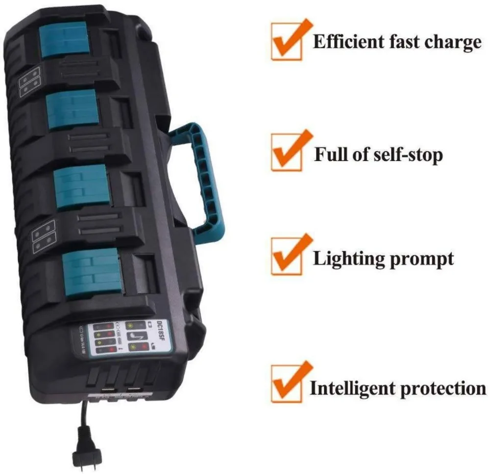 Для Makita DC18SF BL1430 BL1830 14,4 V 18V литий-ионный аккумулятор быстрое зарядное устройство оптимальной 4-Порты и разъёмы 3A зарядный ток никель-металл-запасное зарядное устройство