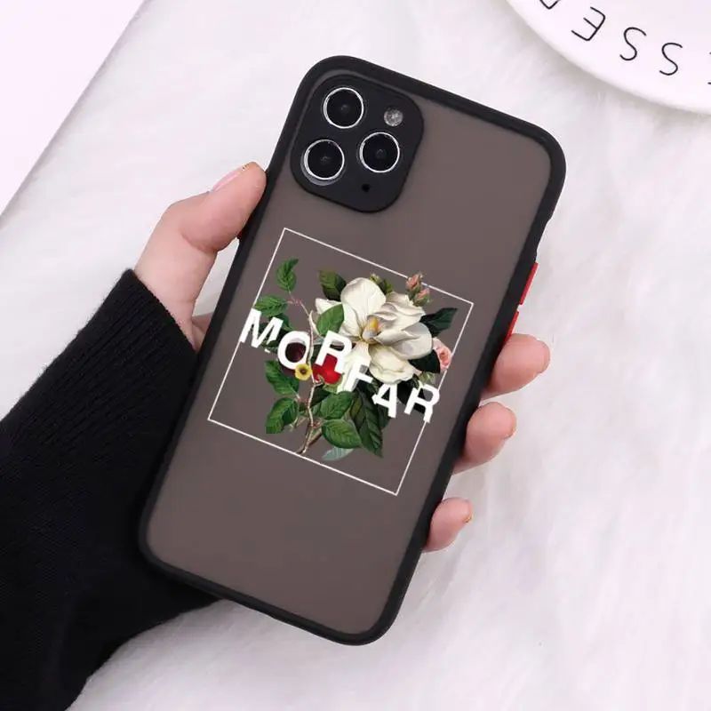 

Flower text art Phone Cases matte transparent For black iPhone 7 8 x xs xr 11 12 pro plus max mini Clear Funda