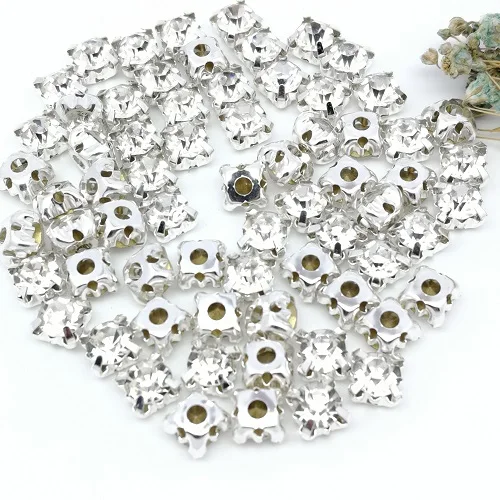 4 8 мм 21 цвет хрустальный стакан круглый пришивные стразы серебро снизу с