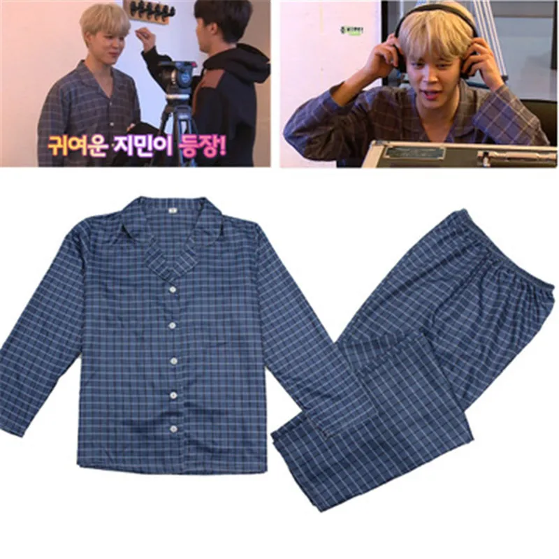 Kpop Bangtan Boys пижамы JIMIN Park Ji Hyun с одинаковыми длинными рукавами домашнее