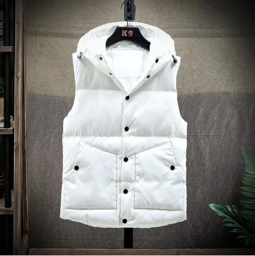 

Мужской жилет, куртка, Мужская зимняя куртка без рукавов, мужской пуховой жилет из хлопка, мужские теплые толстые пальто с капюшоном, 2021