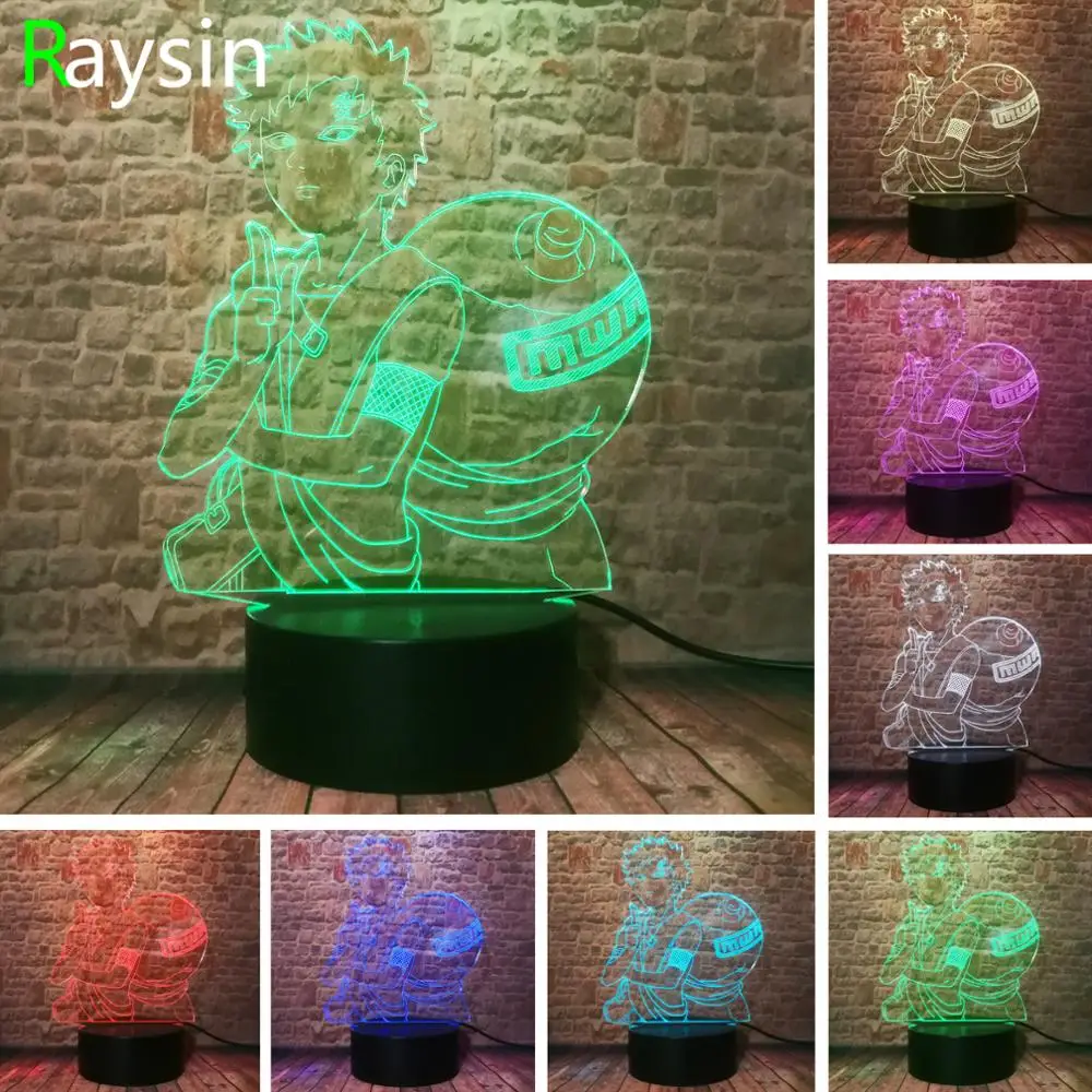 Наруто Гаара фигурка Смарт 7 цветов Изменение 3D Led аниме японская манга повязка на