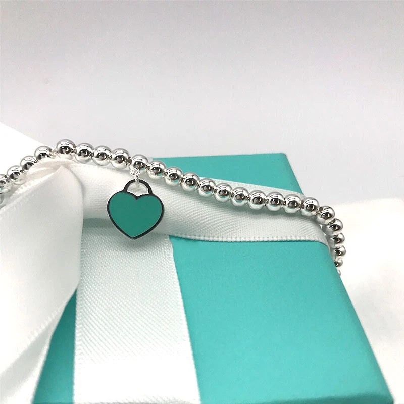

1: 1925 Sterling Silver Classic Multi-Style Heart-Shaped 8MM Round Bead Necklace Women Logo Luxury Jewelry Valentine Warm Gift