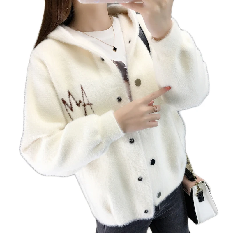 Top Selling Product Elegant Women Fur Tops Shaggy Coat Female Short Hooded Jacket Autumn Imitate Mink Cashmere Outerwear 1989