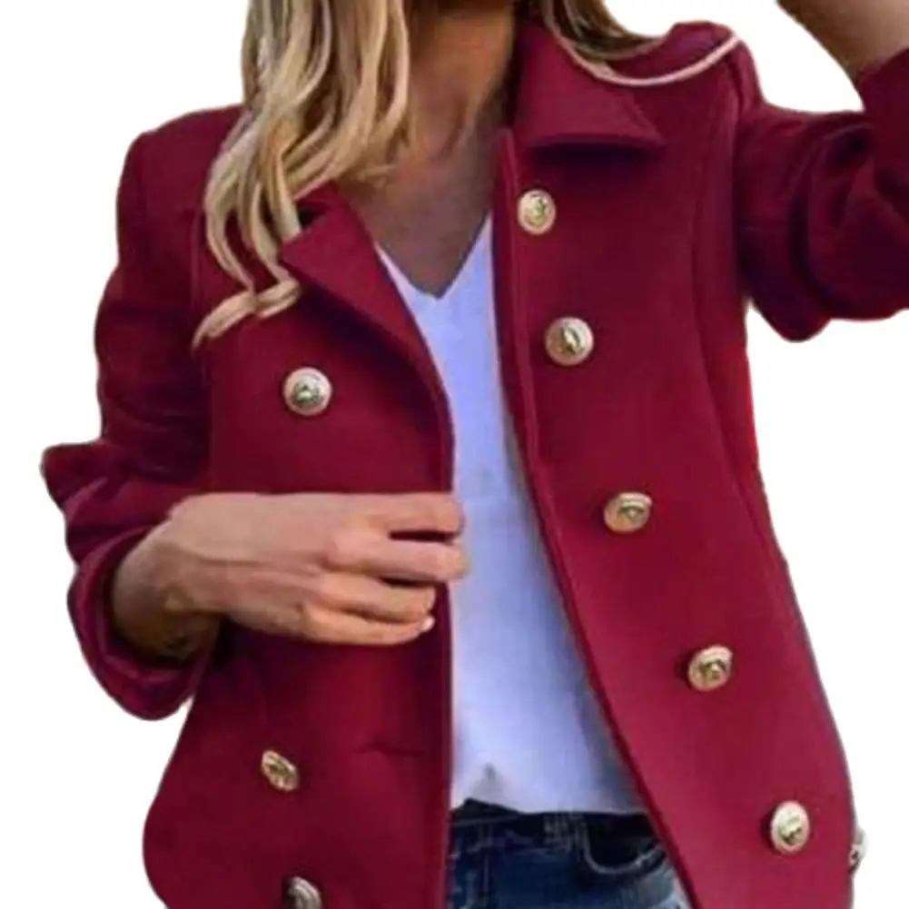 

Formal Slim Women Coat Double Breasted Autumn Winter Solid Color Warm Women Suit Jacket Coat Outerwear