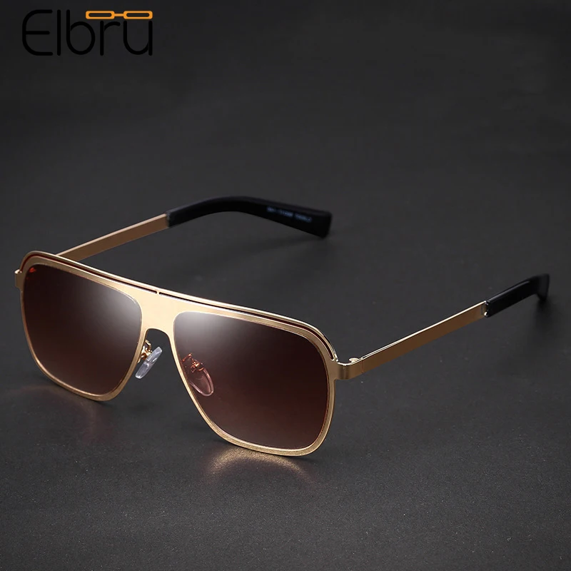 

Elbru 2021 New Vintage Square Sunglasses Classic Men Retro Fashion Metal Colorful Clear Lens Sunshades UV400 Driving Sun Glasses