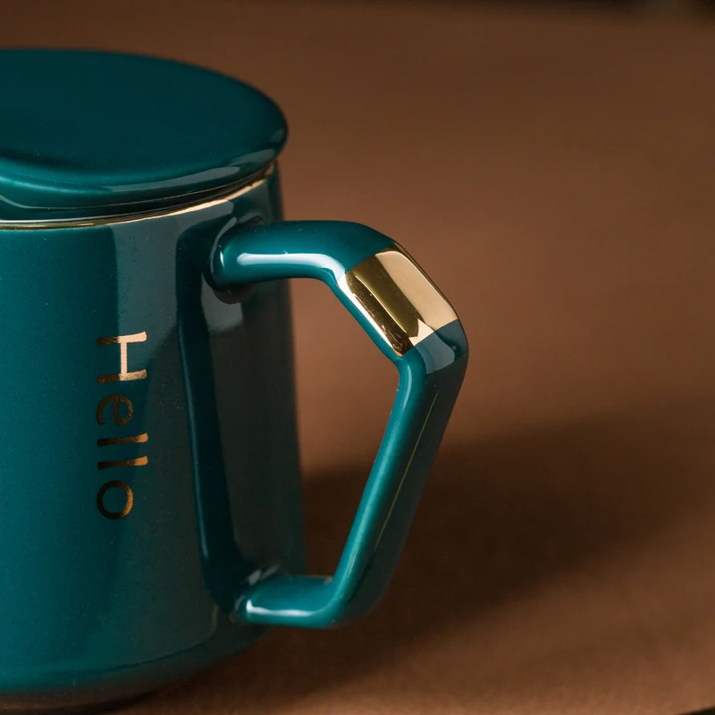 

Fashion Nordic Coffee Mugs Creative Ceramic Office Breakfast Cup Milk Cup with Lid Spoon Tazas De Ceramica Water Bottle BB50