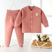 toddler girls pajamas infant suit baby girls clothing set cotton three layer warm suit childrens quilted high waist set 0 3year