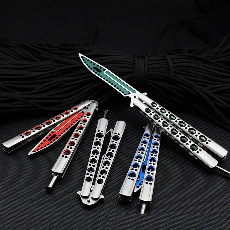 Тренировочный тренировочный нож бабочка складной из нержавеющей стали с тупым