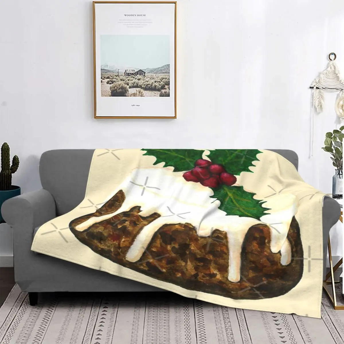 

Manta de diseño festivo para pudín de Navidad, colcha de cama a cuadros, toalla de playa, manta de muselina, edredones y colcha