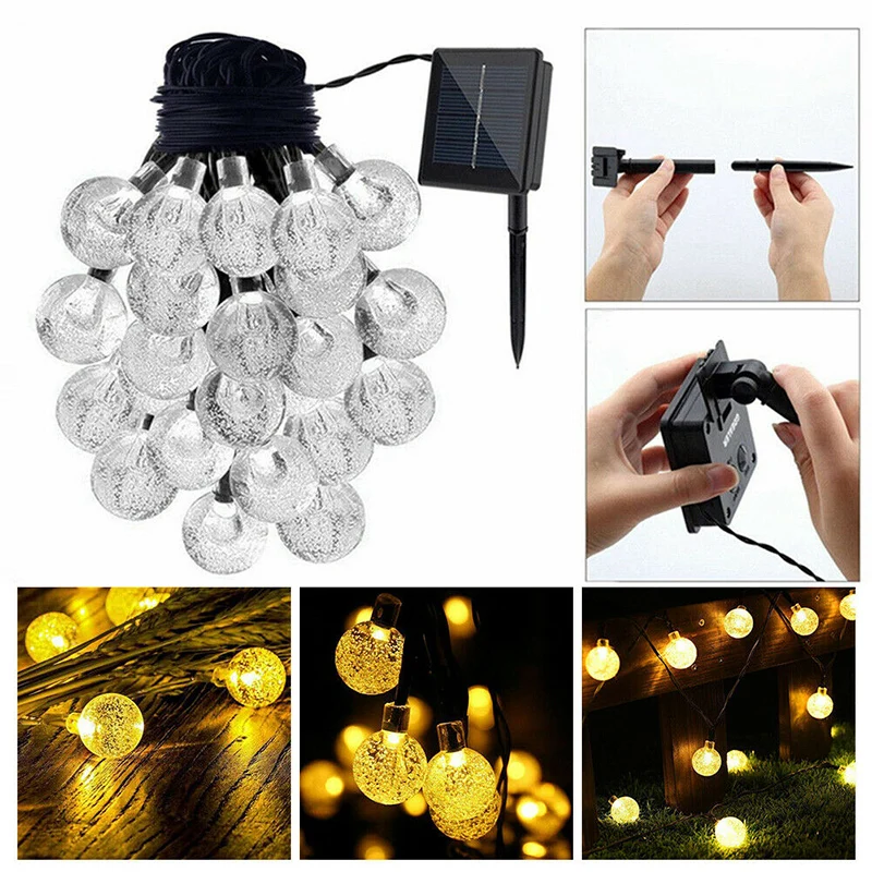 50 светодиодный шар на солнечных батареях Фея светильник патио снаружи открытый