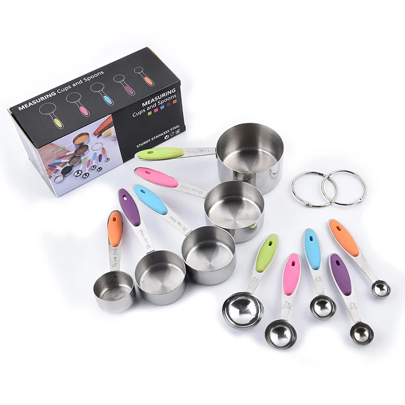 

10 Piece Measuring Cups Measuring Spoons Set Stainless Steel Measuring Cup Spoon for Baking Tea Coffee Kitchen Measuring Tools