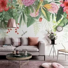 Пользовательская роспись 3D Ручная роспись акварельные растения зеленый лист цветок пасторальный стиль картина на стену в интерьере гостиная диван обои