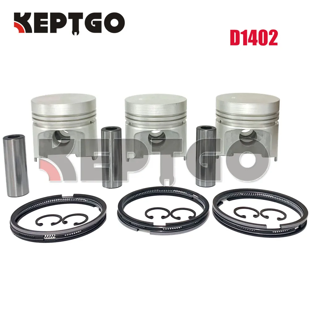 

New D1402 Piston + Ring Kit Set STD For Kubota (3 PCS)