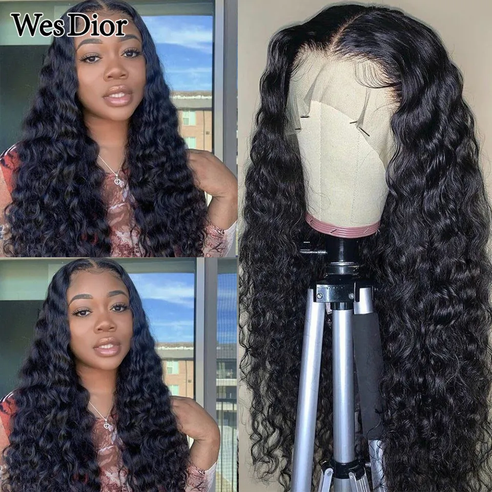 13X4 Lace Front Wig For Black Women 250% Density Pre-plucked With Baby Hair Brazilian Curly Lace Front Human Hair Wig 8-30Inch