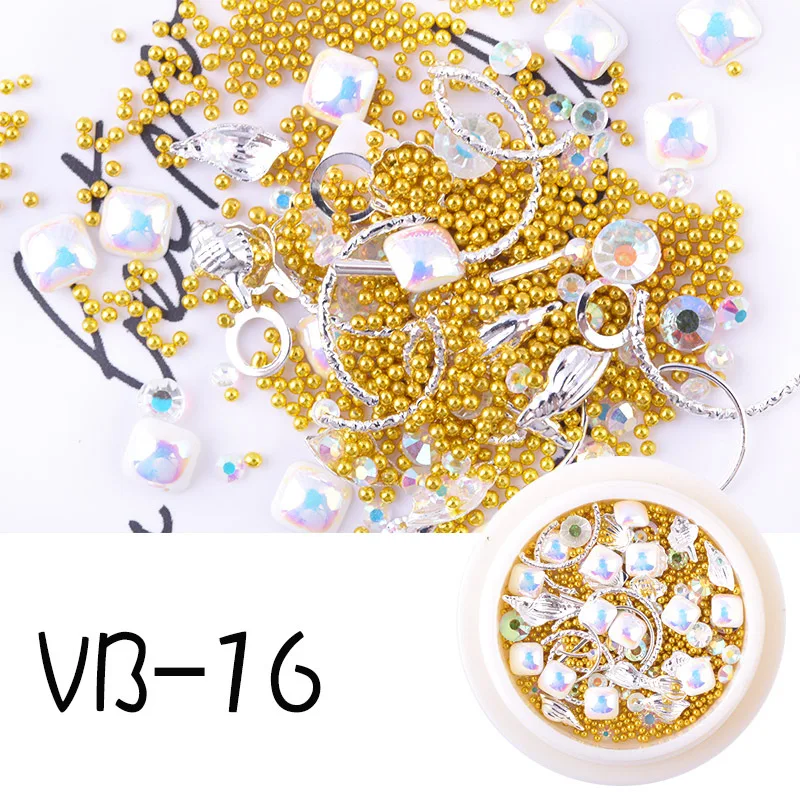 VB-16 RWTT украшения ногтей золотые наклейки для ногтей Звезда Луна Стразы для ногтей Смешанные 3D Стразы Аксессуары для маникюра - Цвет: VB-16