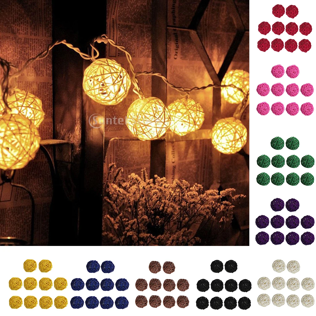 10 шт. Цветные Висячие украшения для дома и сада плетеный шарик из ротанга