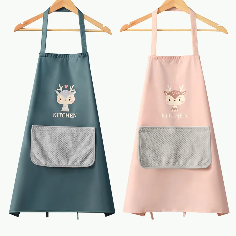 

Household Kitchen Aprons for Women Men Wipeable Waterproof Oil-Proof Nail Shop Apron for Women Baking Oversleeves Accessories