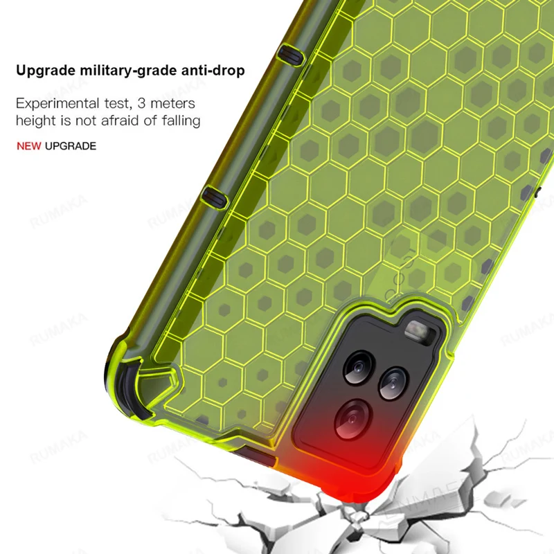 

Shock proof Capa For Vivo IQOO 7 Case For Vivo X60 Pro Plus Y51A Y17 V15 Honeycomb Cover For Vivo IQOO7 Soft TPU + hard PC Case
