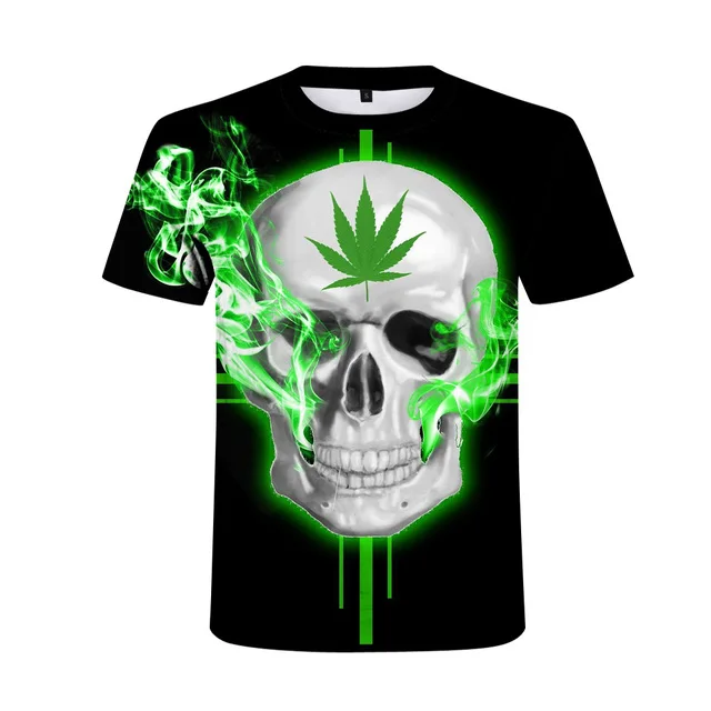 

2021 Fashion New Summer T-Shirt Men 3D Skull Printing Men T-Shirt Breathable Streetwear Stitching Printing T-Shirt NO collar Men